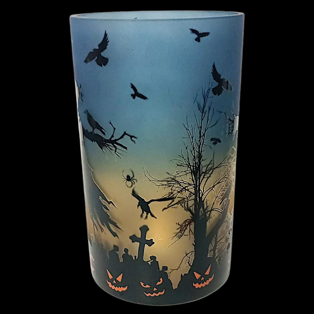 Yankee Candle Scarecrow Candle‎ Holder Glass Spooky Halloween Votive Tea Light